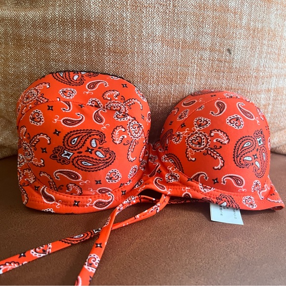 Forever 21 Orange Paisley Women’s Small Ruffled Bikini 2-Piece Swimsuit - Picture 5 of 5